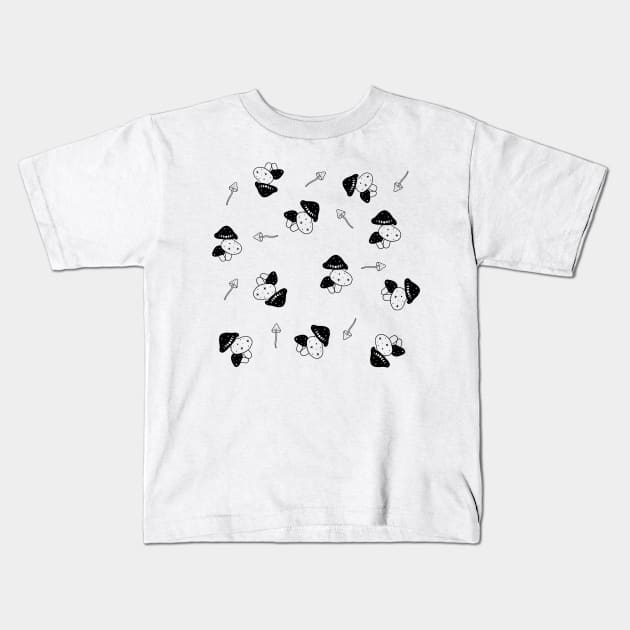 Magical Mushrooms with Lunar Phases Kids T-Shirt by WiccanGathering